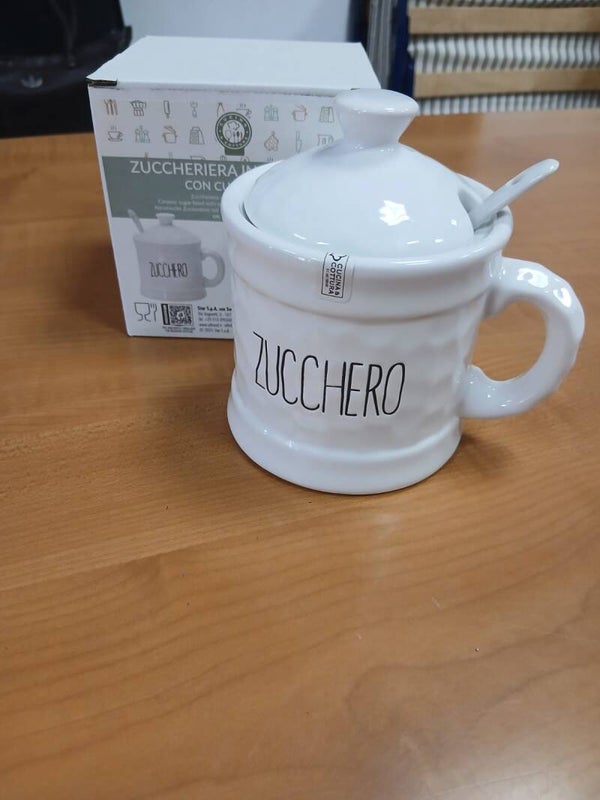 Barattolo piccolo porta zucchero con cucchiaino