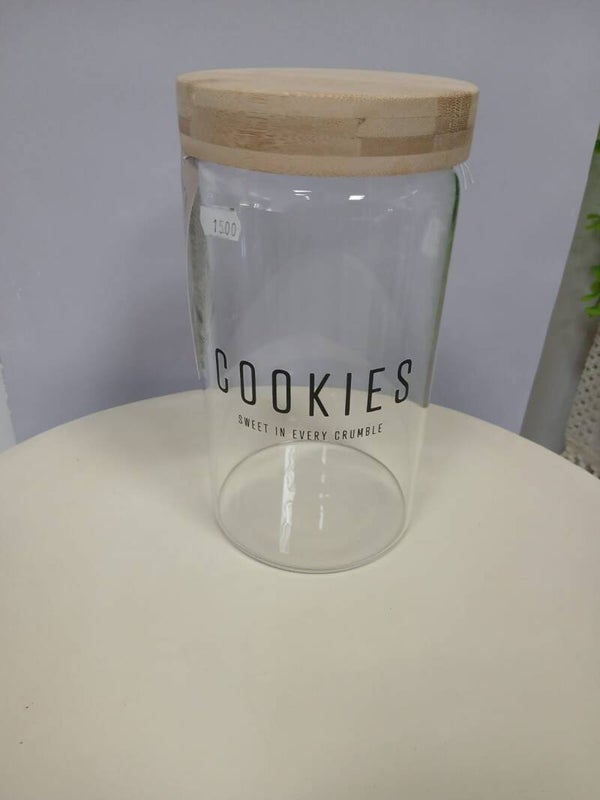 Barattolo porta biscotti con coperchio in legno