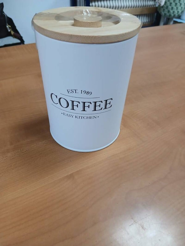 Barattolo porta caffe con coperchio in legno