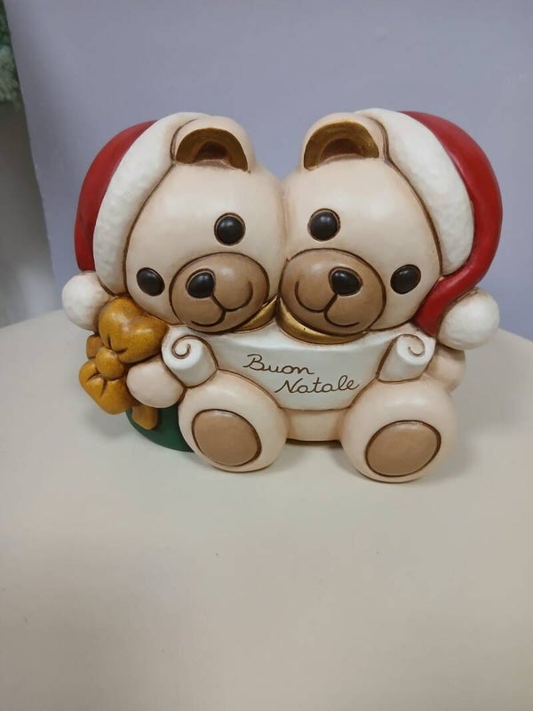 Coppia orsi Thun di Natale con scritta Buon Natale senza scatola