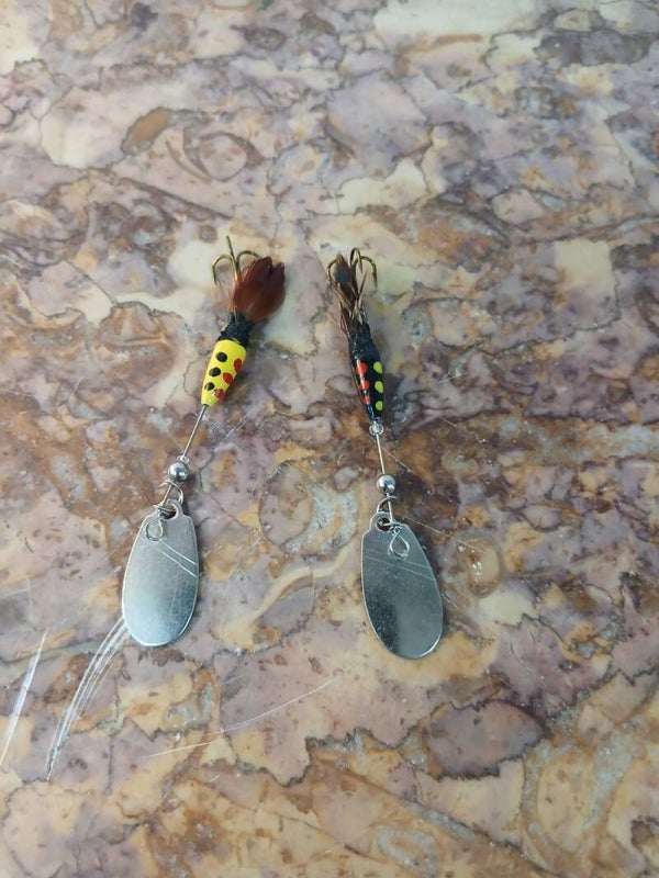 Cucchiaini da pesca artigianale con piuma Nr. 3