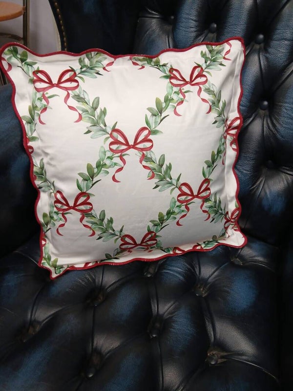 Cuscino Natalizio bianco con vischio