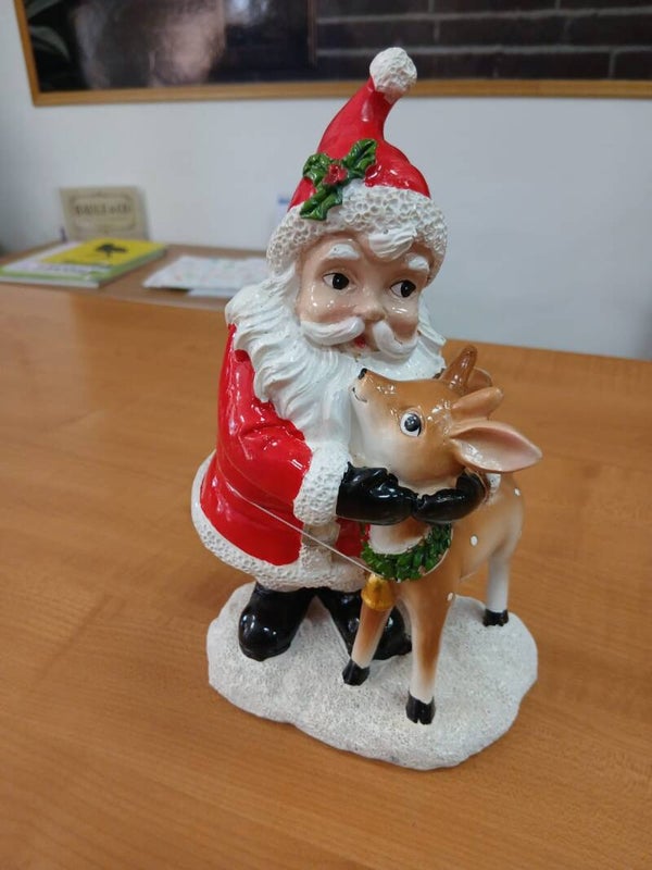 Decorazione Babbo Natale con renna