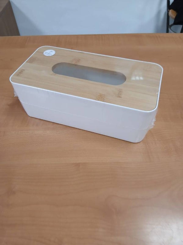 Dispenser per fazzoletti in plastica dura e legno articolo nuovo