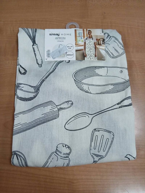 Grembiule da cucina bianco e grigio con disegni