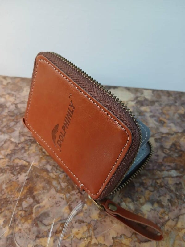 Porta cucchiaini in pelle marrone