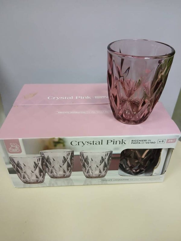 Servizio di bicchieri da 6 rosa nuovo con scatola