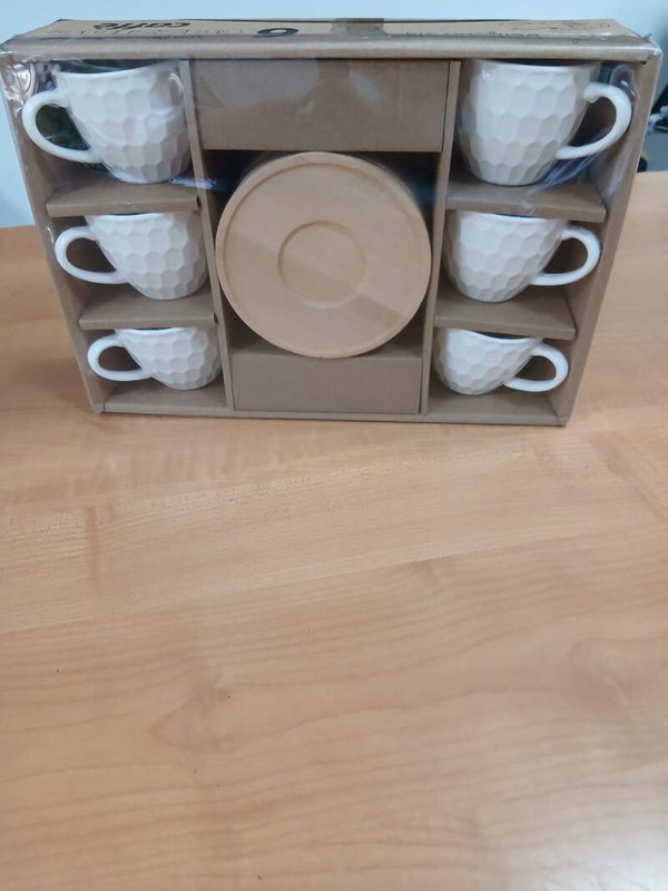 Set 6 tazzine da caffè con piattini in legno articolo nuovo