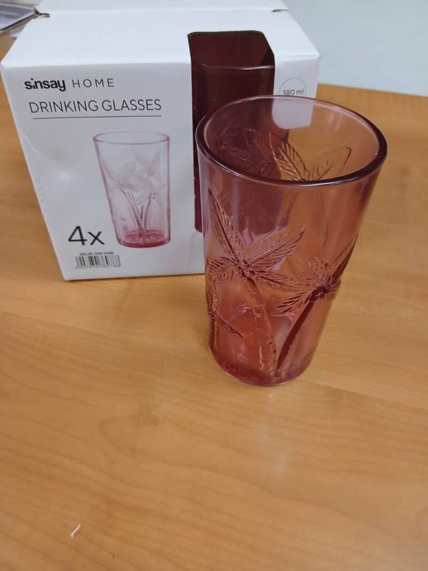 Set da 4 bicchieri rosa con palme articolo nuovo