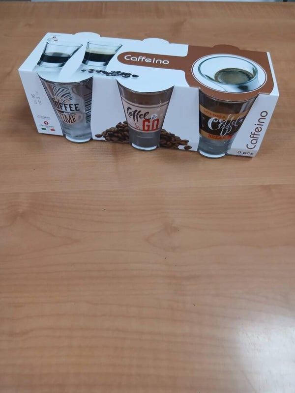 Set da 6 bicchierini da caffè in vetro con scritte
