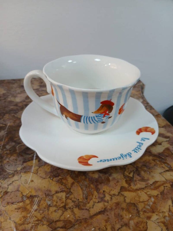 Tazza colazione con piattino bassotto articolo nuovo