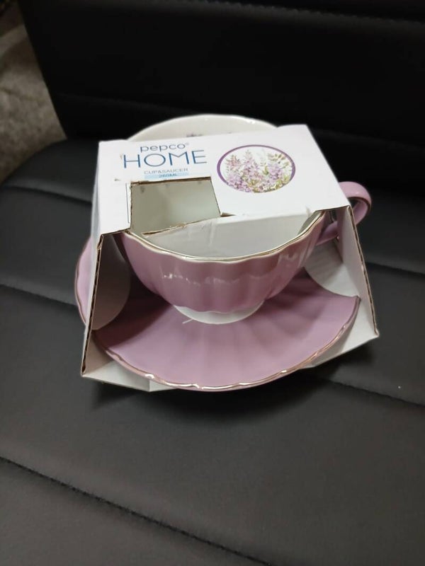 Tazza con piattino lilla linea lavanda