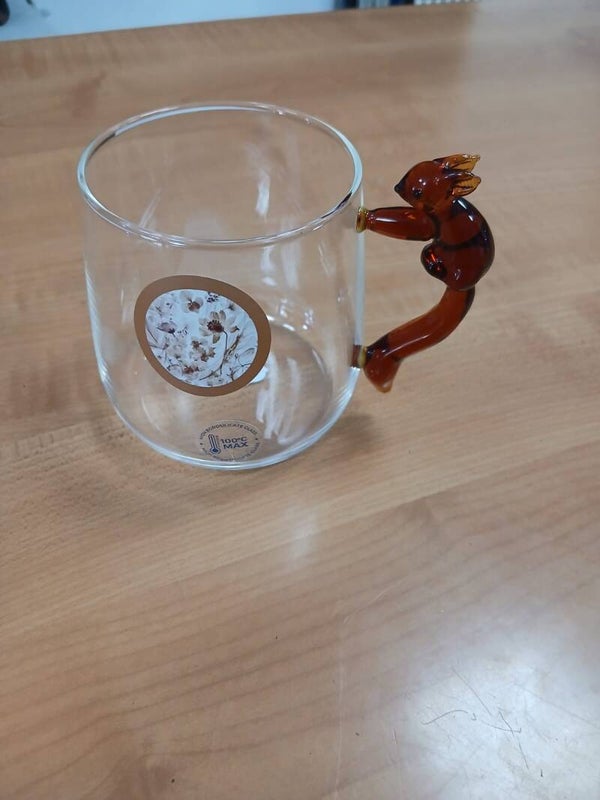 Tazza in vetro con manico scoiattolo articolo nuovo