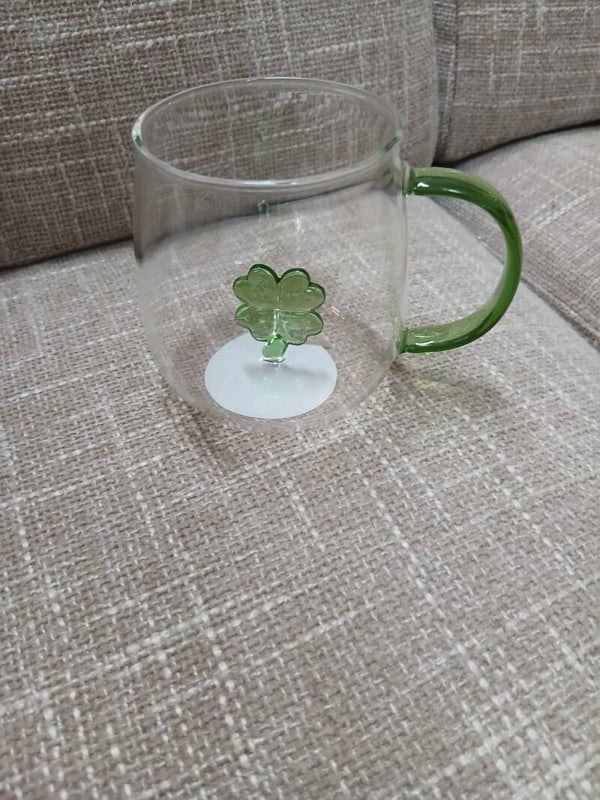 Tazza in vetro soffiato con quadrifoglio articolo nuovo