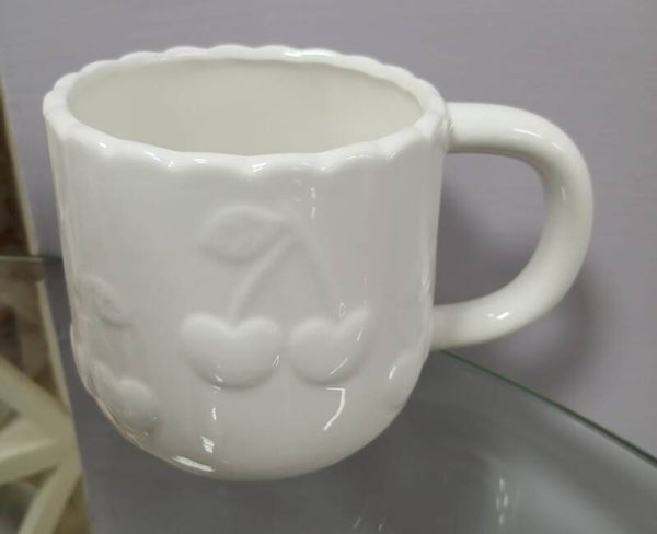 Tazza linea ciliegie bianca articolo nuovo