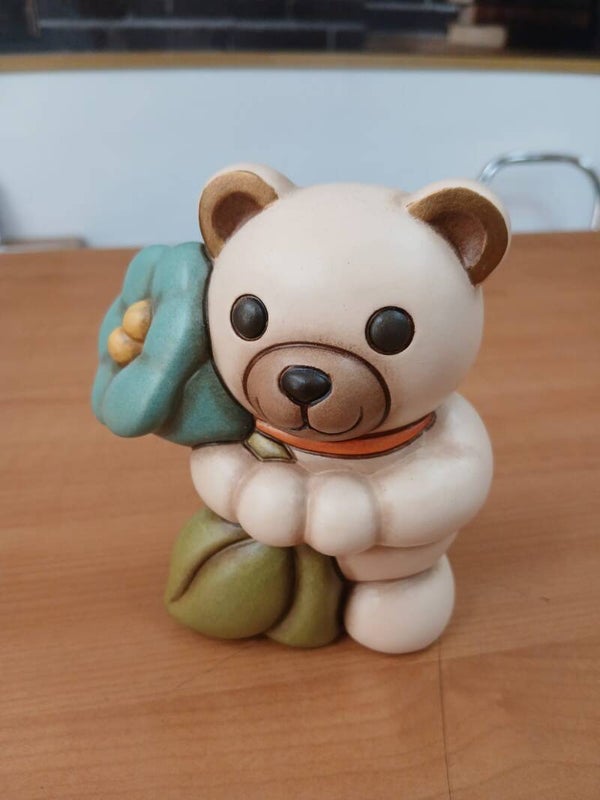 Teddy con fiore celeste Thun senza scatola