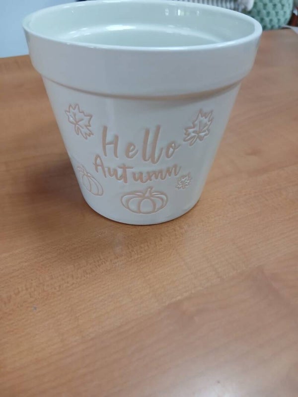 Vaso per pianta con scritta autunnale