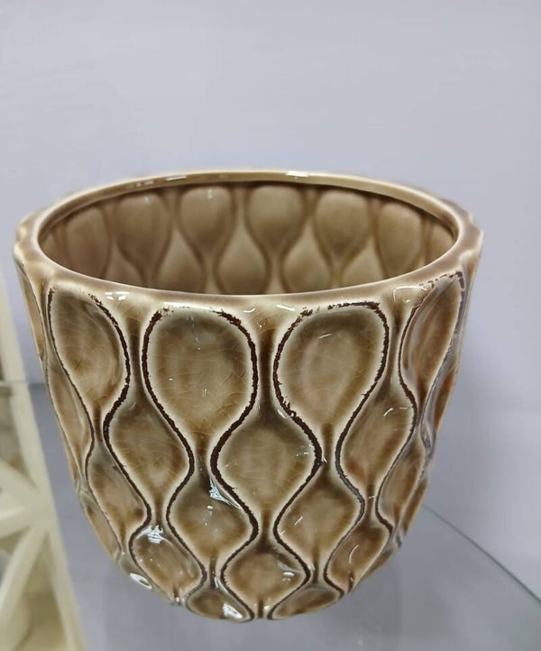 Vaso porta fiori in ceramica color senape