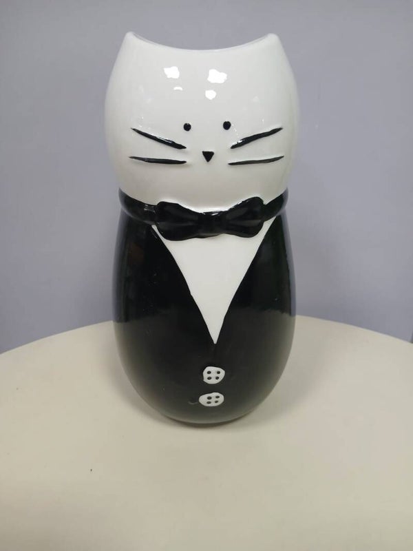 Vaso porta fiori in ceramica gatto