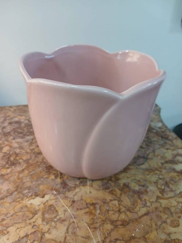 Vaso tulipano rosa in coccio