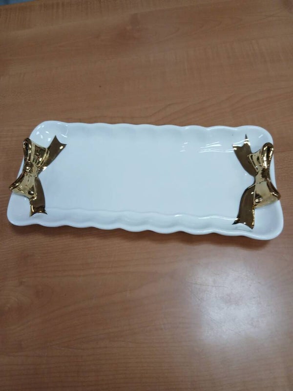 Vassoietto in coccio con fiocchi oro