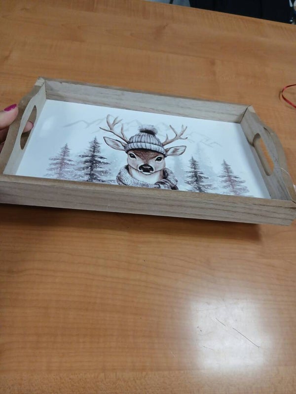 Vassoio in legno con renna