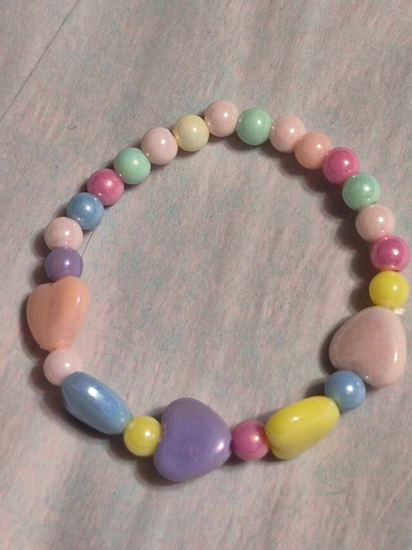 MULTI-COLOR PASTEL BRACELET WITH HEARTS