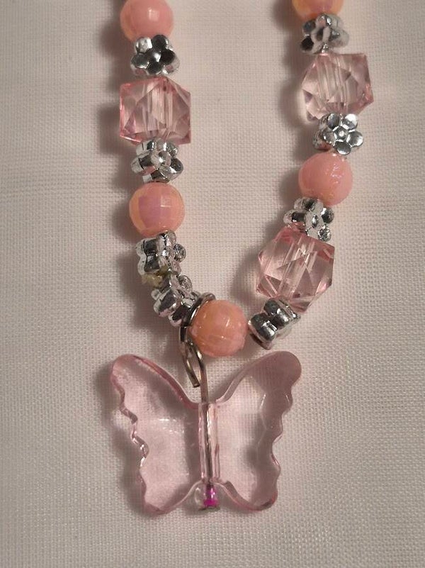 Pink Butterfly Necklace