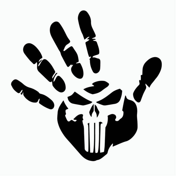 Stoere Handprint Doodshoofd Auto Sticker