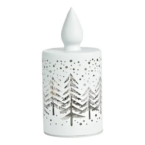 LED Lichtkerze Winterwald aus Glas 15cm