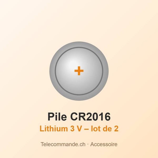Pile lithium CR2016 3 V – lot de 2