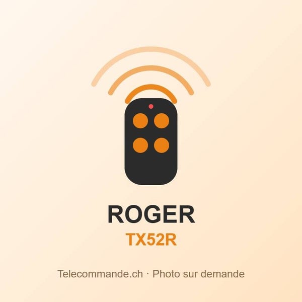Télécommande Roger TX52R – 433 MHz, 2 touches