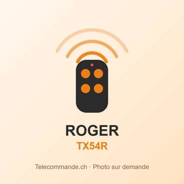 Télécommande Roger TX54R – 433 MHz, 4 touches