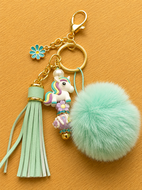 Porte-clés Licorne pastel menthe