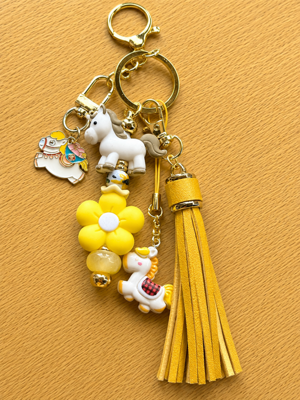 Porte-clés Poney – Jaune Soleil 🐴🌼