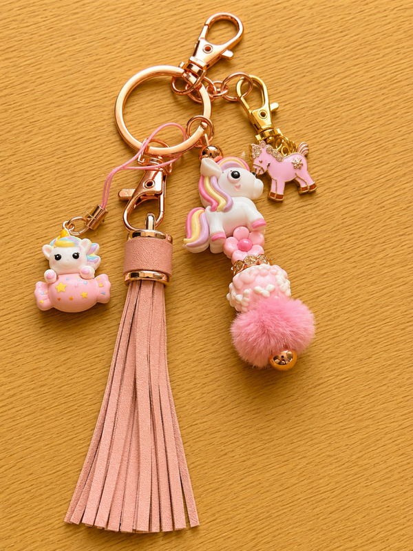 Porte-clés Licorne rose