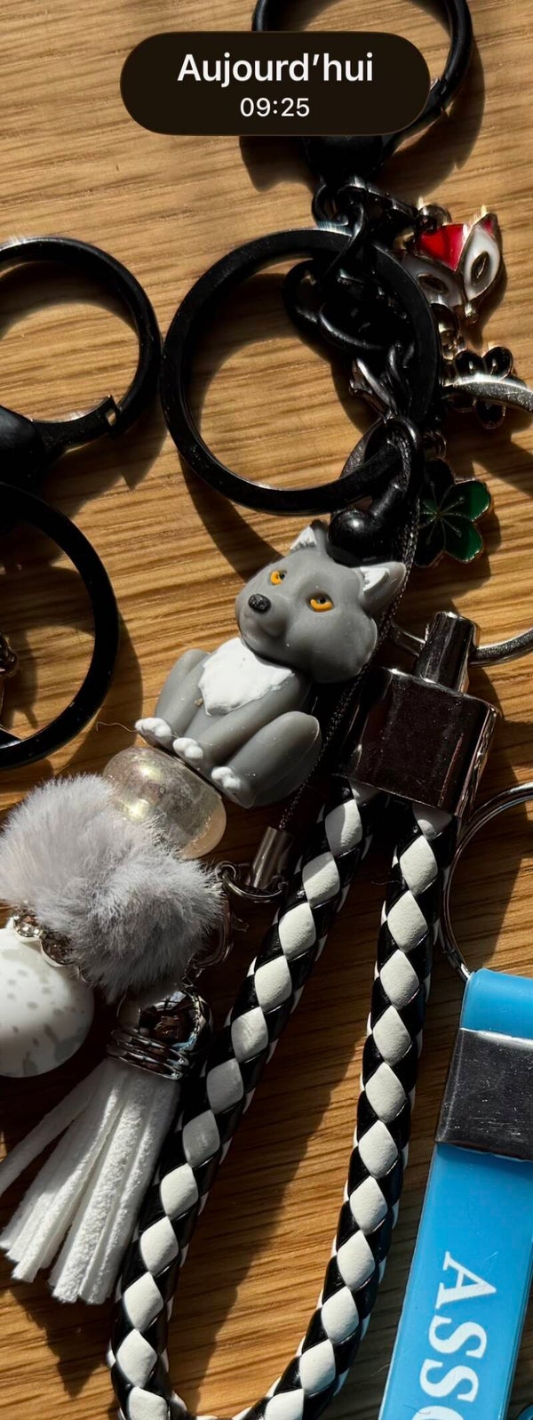 Porte-clé loup gris & noir