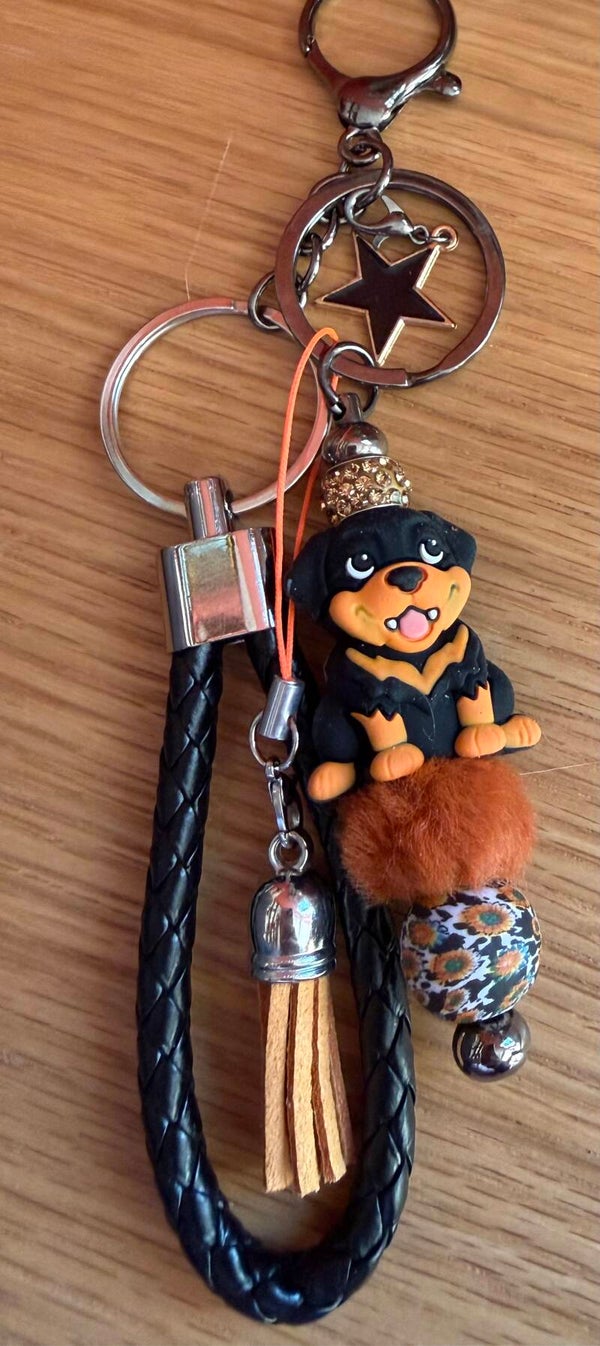 Porte-clé chien noir & marron
