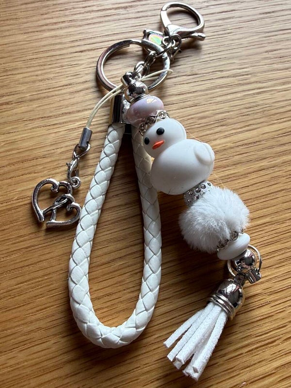 Porte-clés canard blanc & dragonne