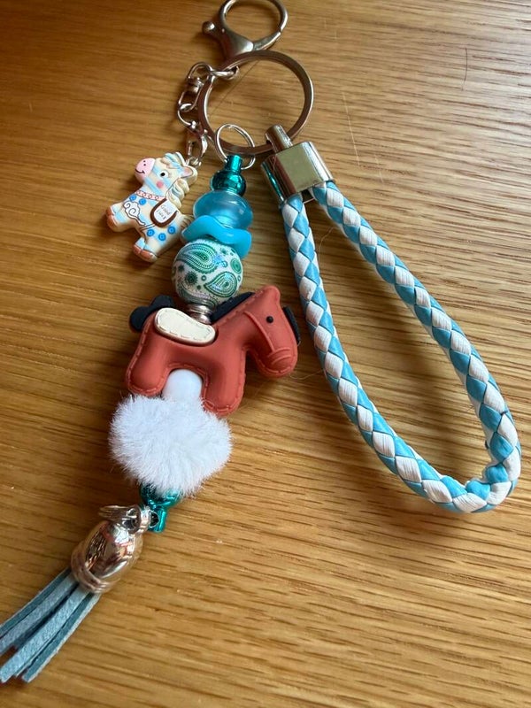 Porte-clés cheval bleu