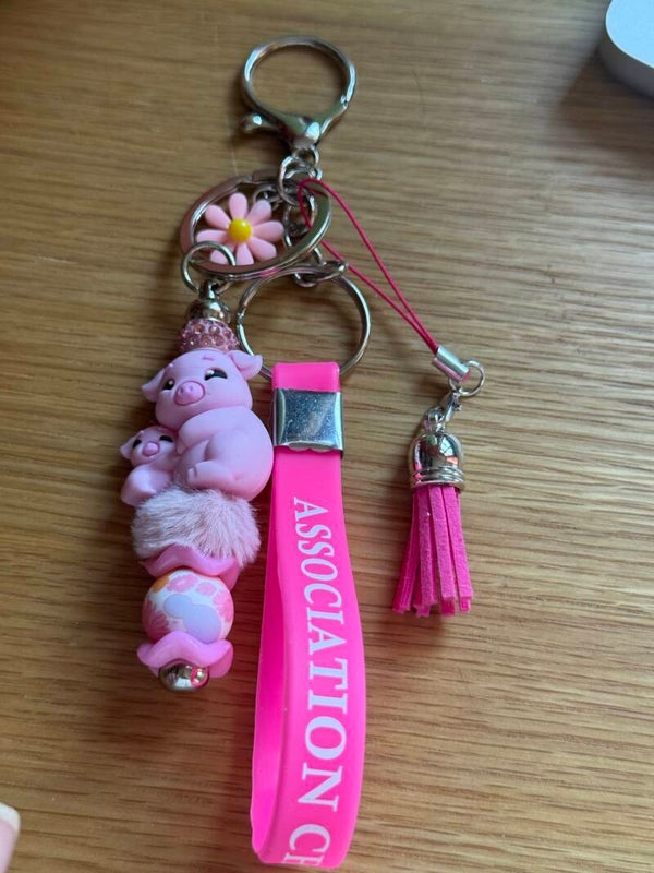 Porte-clés cochon rose