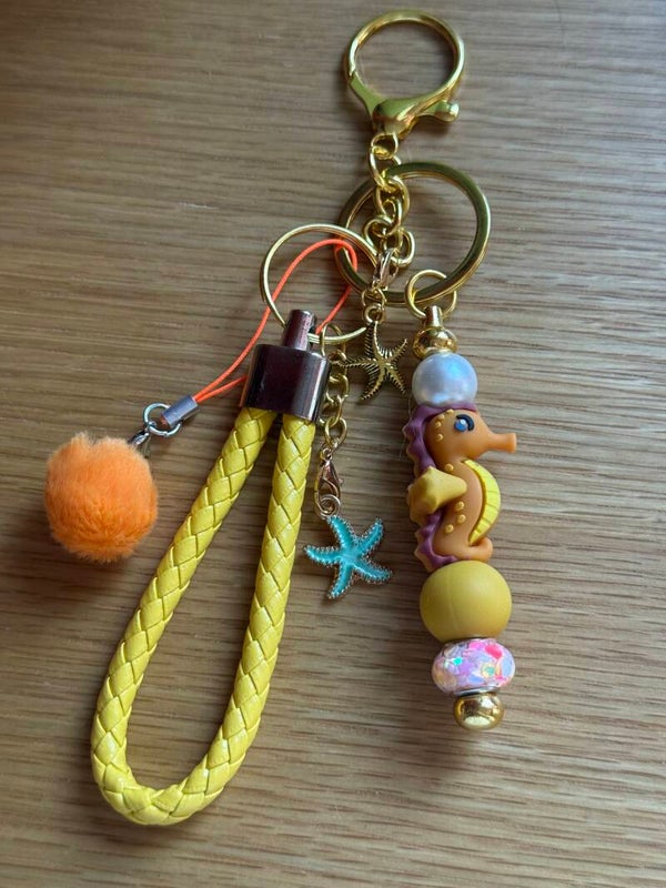 Porte-clés hippocampe jaune