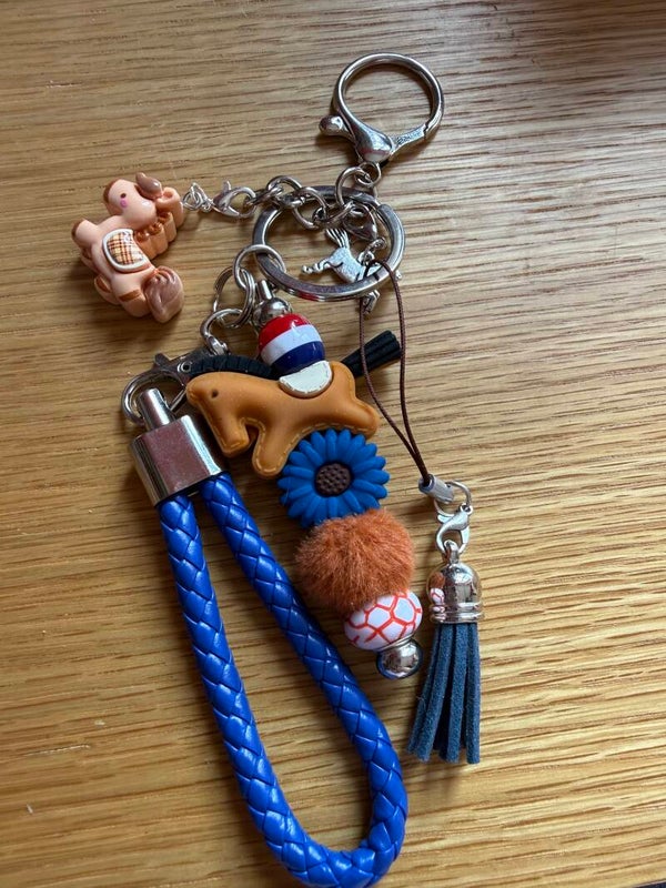 🐴 Porte-clés cheval bleu & terracotta