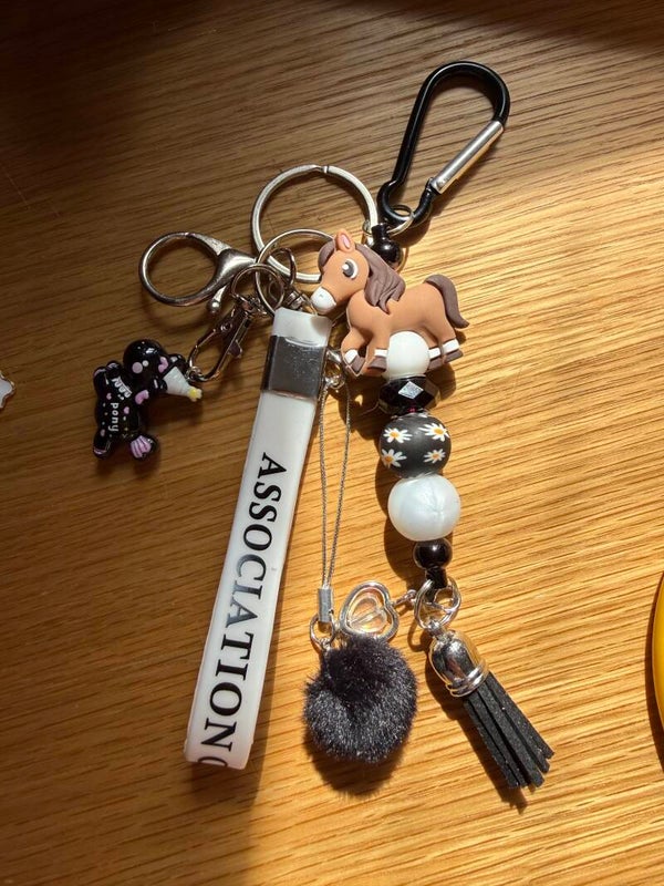 Porte-clés cheval noir & blanc