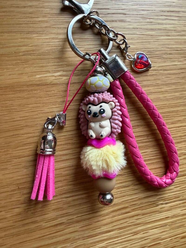 Porte-clés hérisson rose