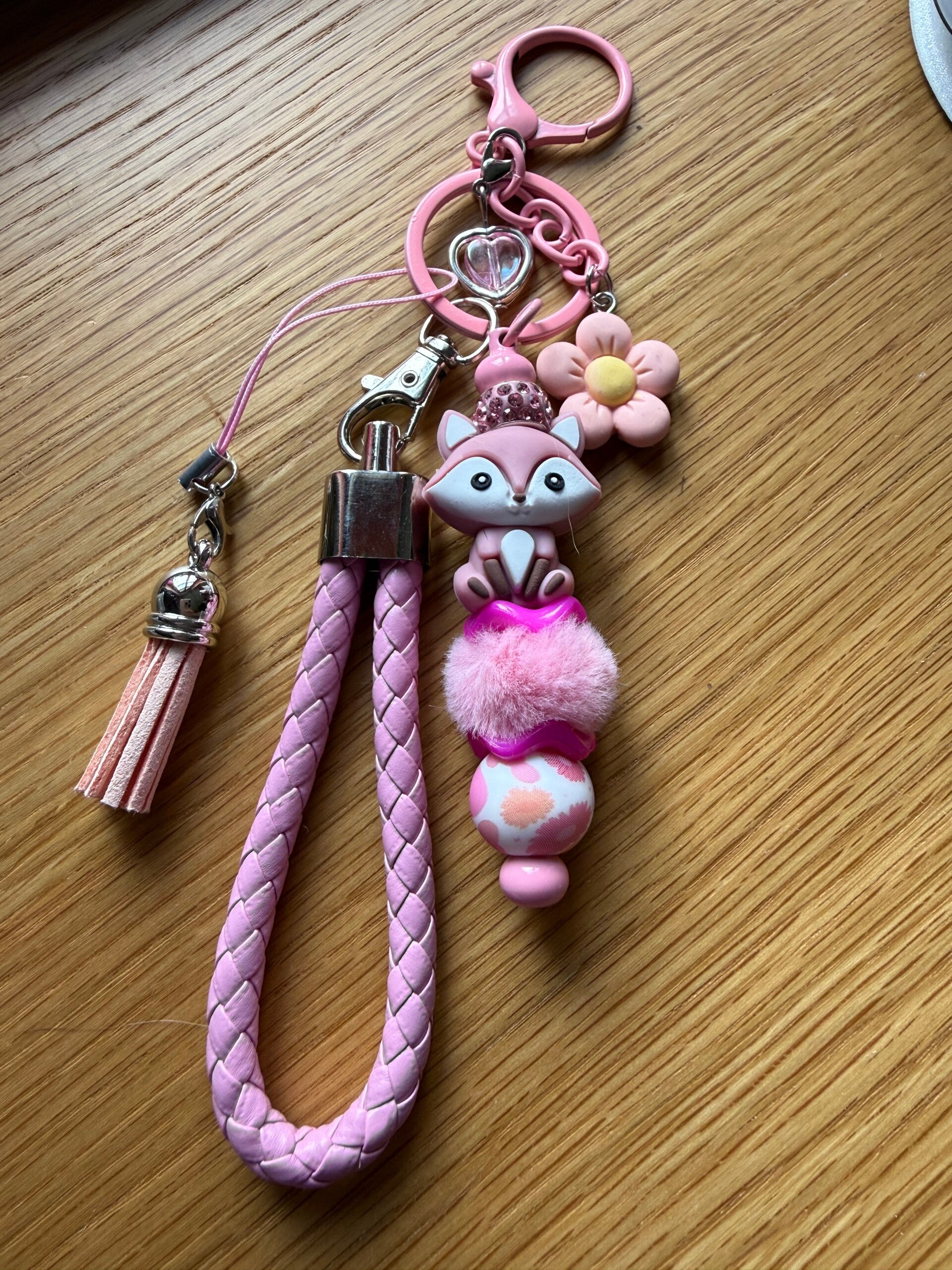 🦊 Porte-clés Renard Rose 🌸