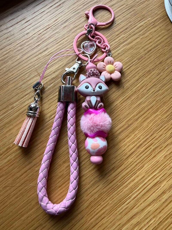 🦊 Porte-clés Renard Rose 🌸