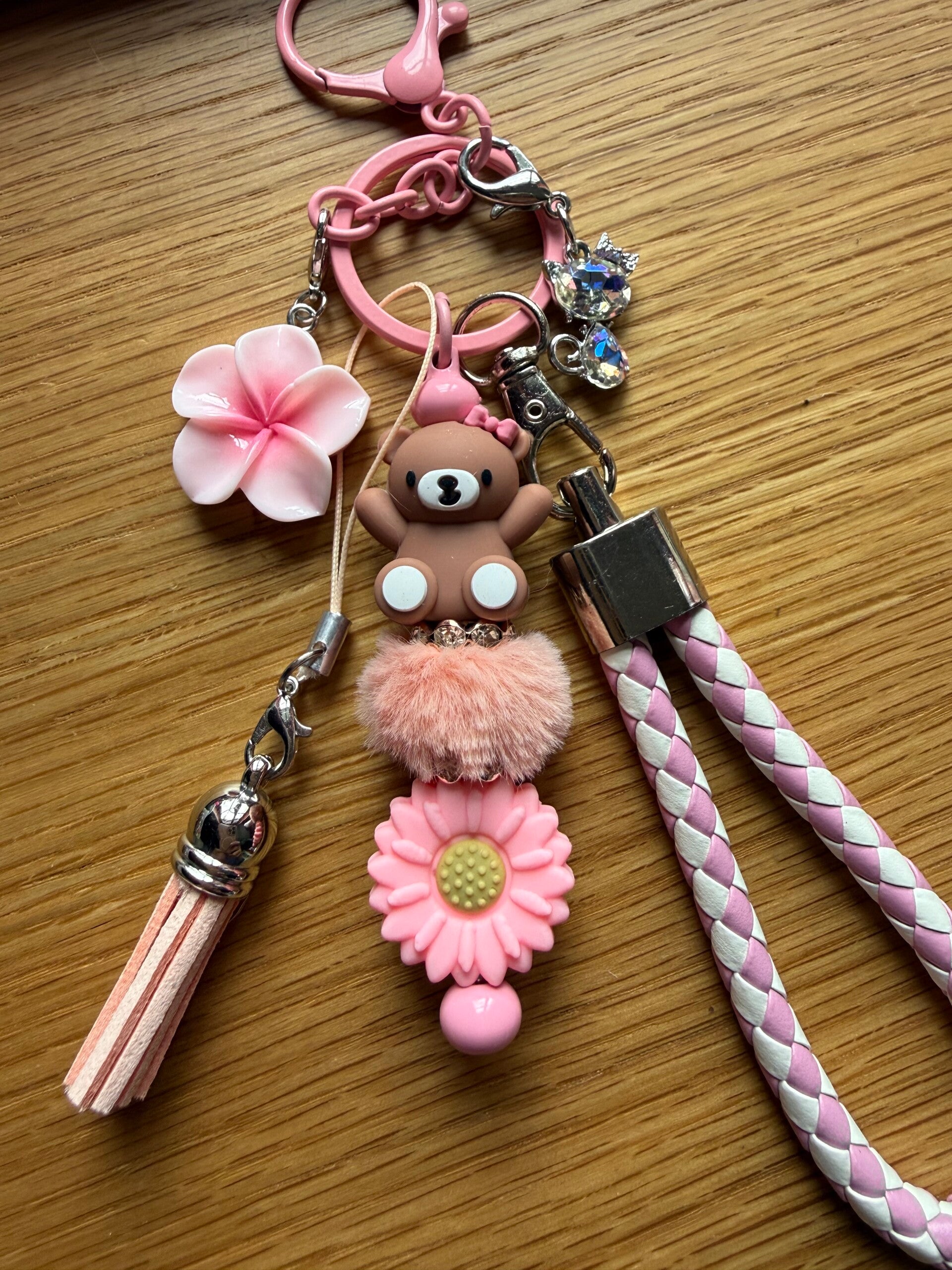 🧸 Porte-clés Petit Ours Fleur 🌸