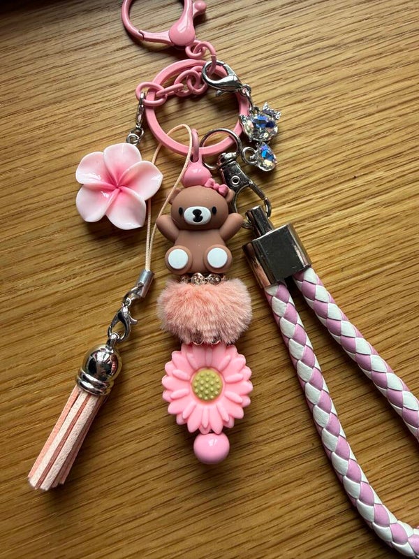 🧸 Porte-clés Petit Ours Fleur 🌸