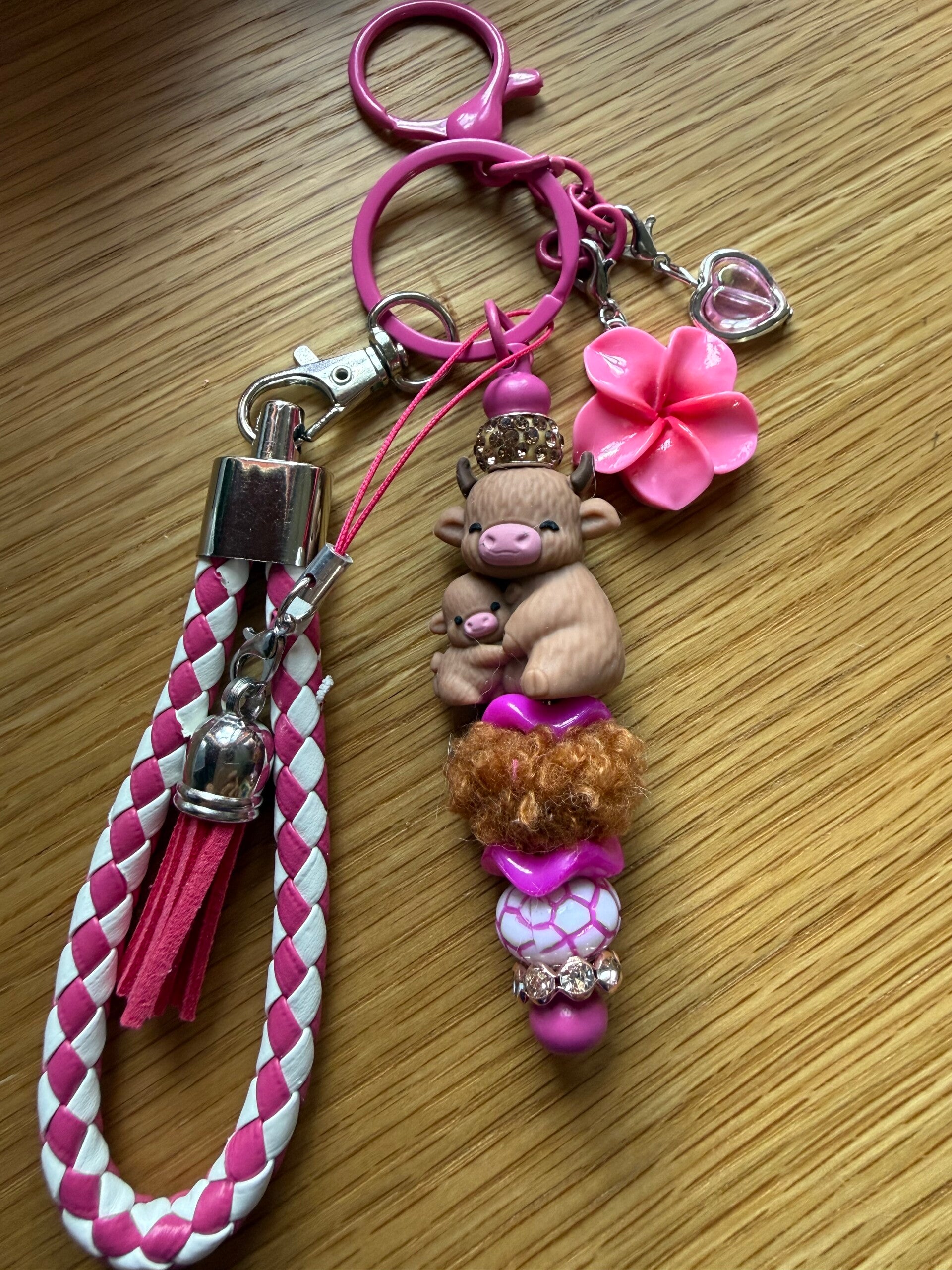 🐮 Porte-clés Vache Rose 💖